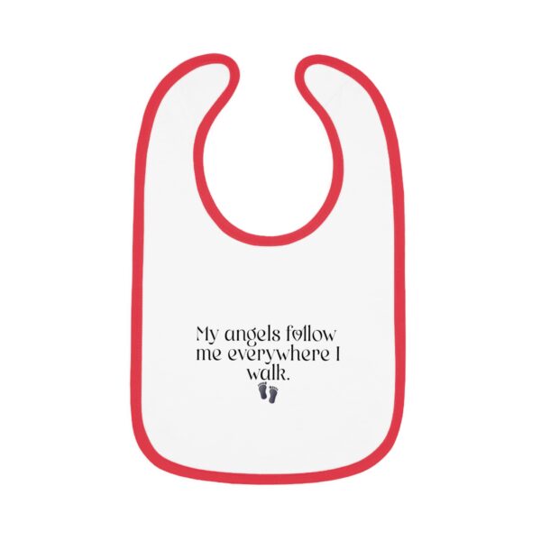 "My Angels Follow Me Everywhere I Walk" Baby Contrast Trim Jersey Bib - Image 6