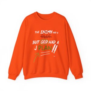 "The enemy had a PLOT But God had a PLAN!!" Unisex Heavy Blend™ Crewneck Sweatshirt